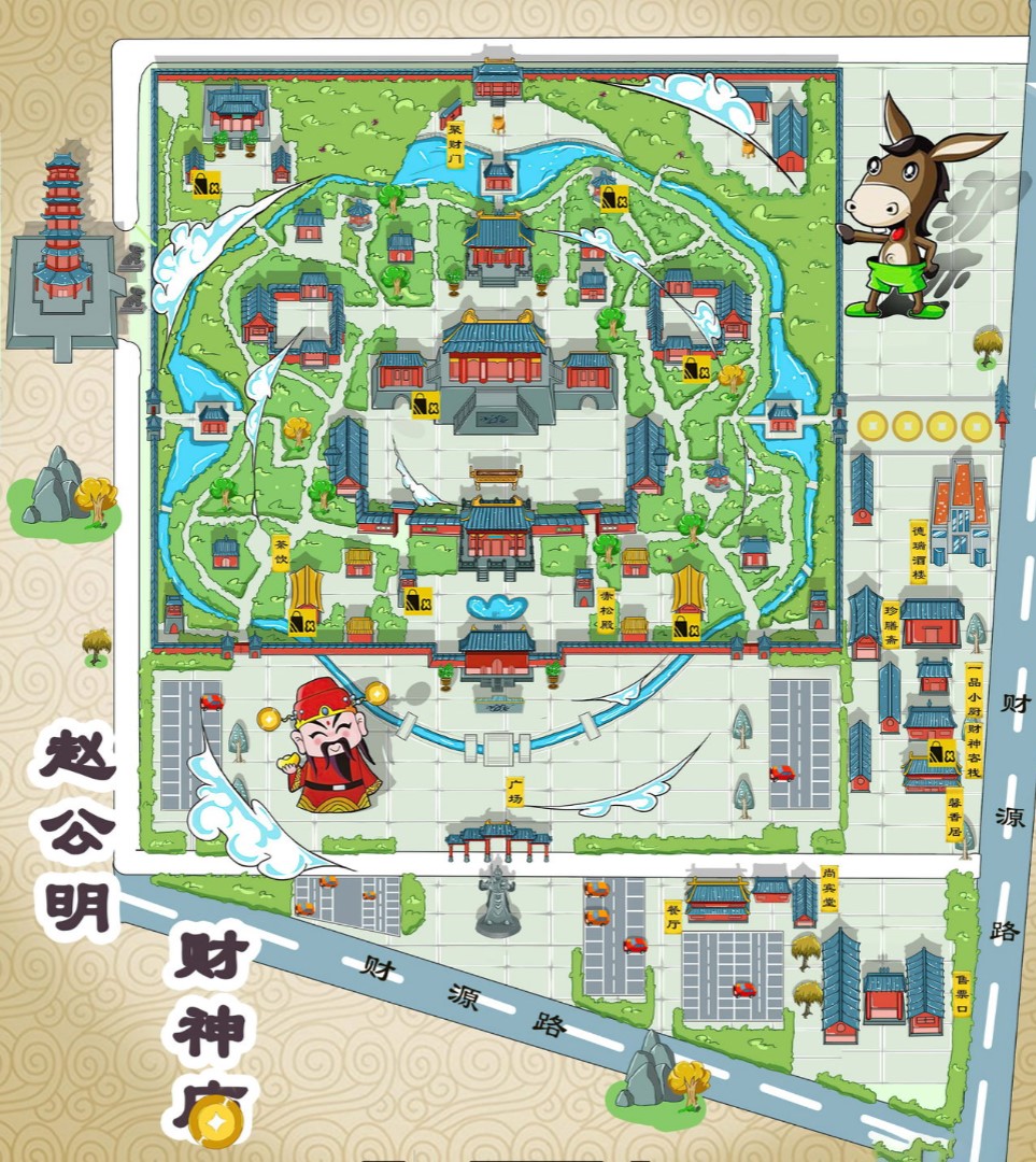 霍山寺庙类手绘地图